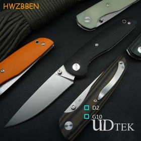 HWZBEN Outdoor self-defense D2 High hardness G10 handle No logo folding knife UD19007